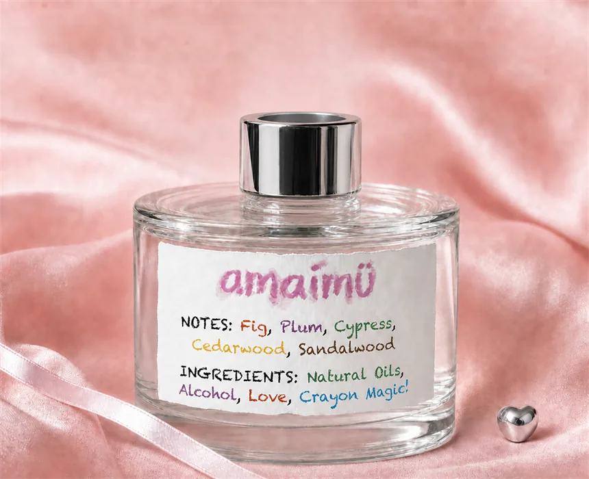 amaimü의 분홍 로고와 색연필처럼 표현한 컬러 레터링